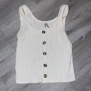 Women’s White Button Down Tank
